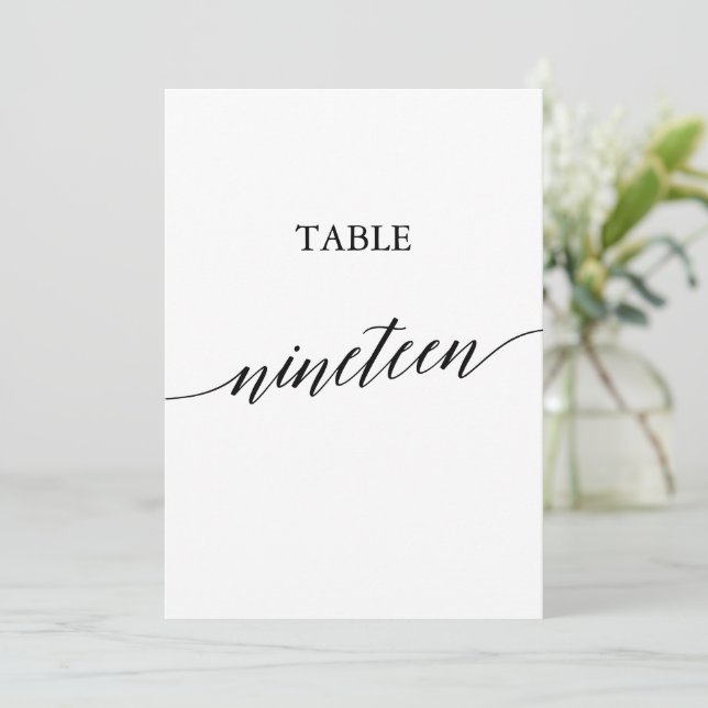 Elegant Black 5x7 Printable Table Number Nineteen (Standing Front)