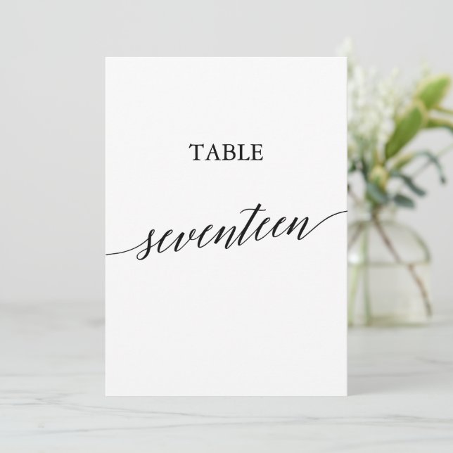 Elegant Black 5x7 Printable Table Number Seventeen (Standing Front)