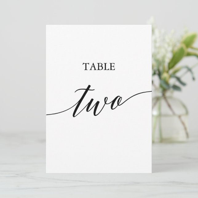 Elegant Black 5x7 Printable Table Two Table Number (Standing Front)