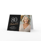 Elegant Black 80 and Fabulous 80th Birthday Photo