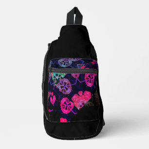 Elegant Black Abstract Geometric Backround Sling Bag