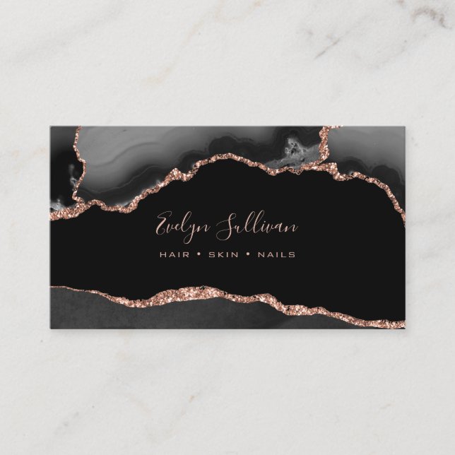 elegant black agate business card (Front)