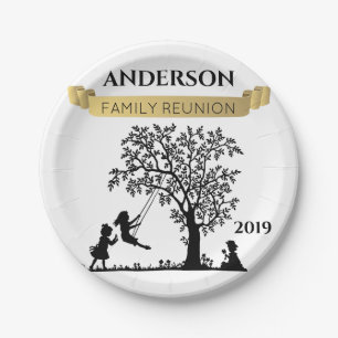 Elegant Black an Gold Personalised Family Reunion Paper Plate