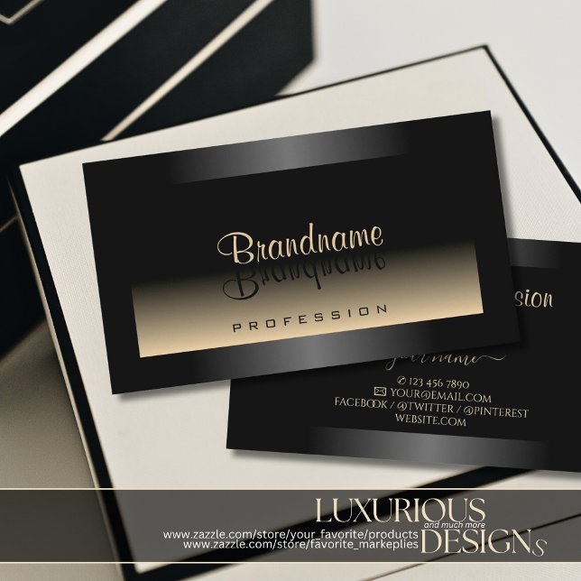 Elegant Black and Beige Gradient Modern Stylish Business Card (Creator Uploaded)