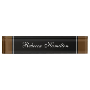 Elegant Black and Brown Nameplate For Your Office