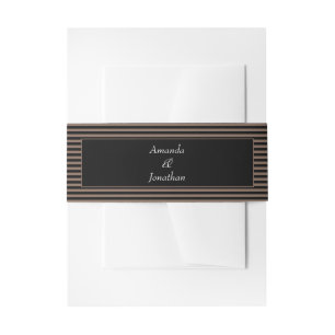 Elegant Black and Brown Stripes Invitation Belly Band