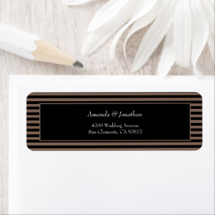 Elegant Black and Brown Stripes Return Address