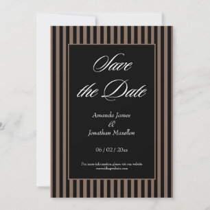 Elegant Black and Brown Stripes Save the Date Invitation