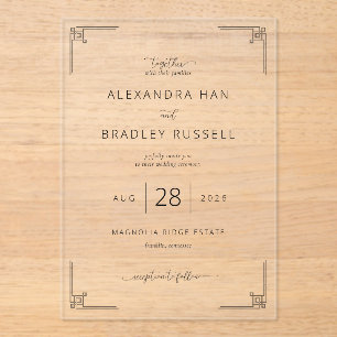 Elegant Black and Cream Formal Wedding Invitation