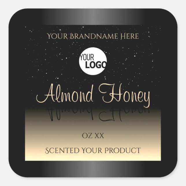 Elegant Black and Cream Product Label Glitter Logo (Front)