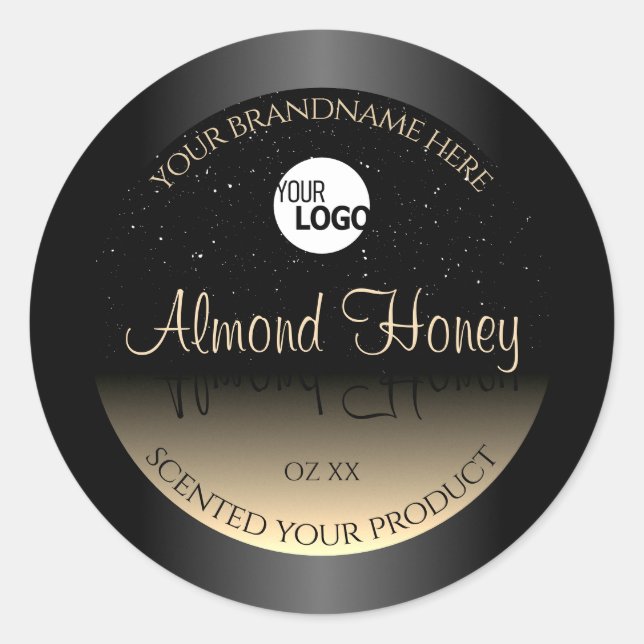 Elegant Black and Cream Product Label Glitter Logo (Front)