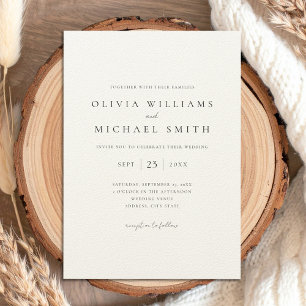 Elegant Black and Ecru Minimalist Wedding Invitation