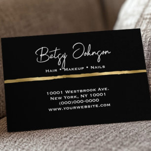 Elegant Black and Faux Gold Business Card
