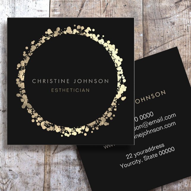 elegant black and FAUX gold foil Square Business Card (Creator Uploaded)