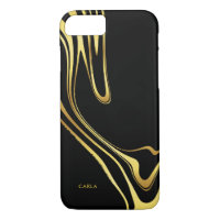 Elegant black and faux gold swirls