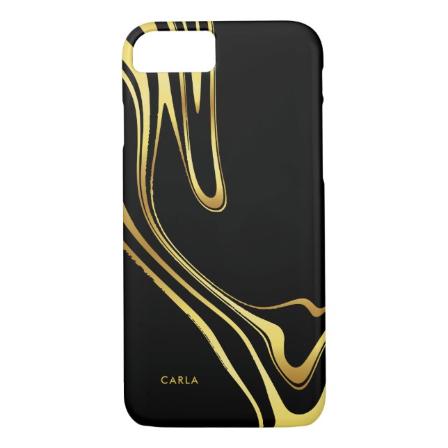 Elegant black and faux gold swirls Case-Mate iPhone case (Back)