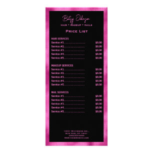 Elegant Black and Faux Hot Pink Foil Rack Card