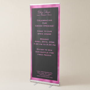 Elegant Black and Faux Hot Pink Foil Retractable Banner