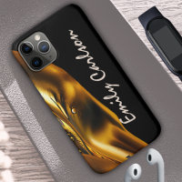 Elegant black and faux liquid gold