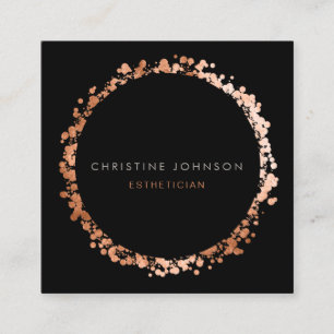 elegant black and FAUX rose gold foil Square Business Card