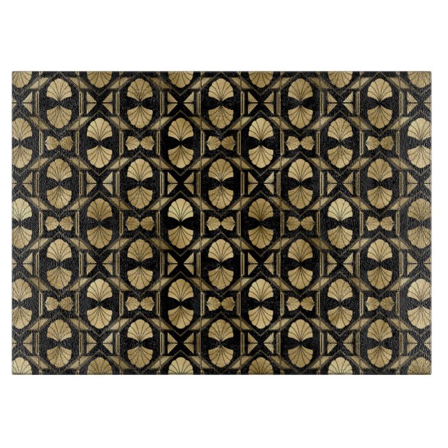 Elegant Black and Gold 1920s Art Deco Vintage Cutting Board (Front)