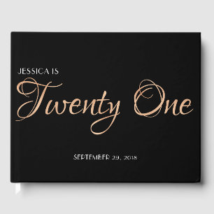 Elegant Black and Gold 21st Birthday Guest Book