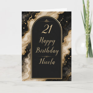 Elegant Black and Gold 21st Party Card
