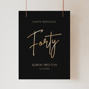 Elegant Black and Gold 40th Birthday Poster