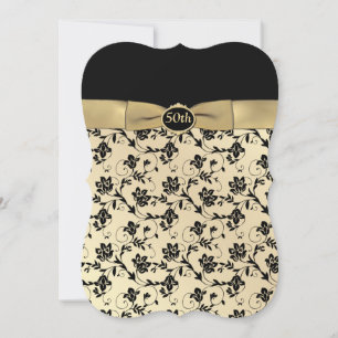 Elegant Black and Gold 50th Anniversary Invitation