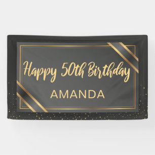 Elegant Black And Gold 50th Birthday Banner
