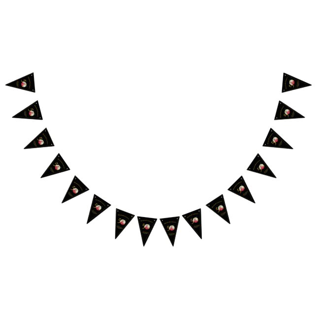 Elegant Black and Gold 50th Birthday Invitation Bunting (All)