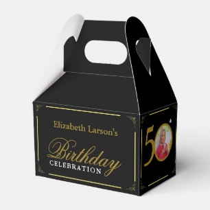 Elegant Black and Gold 50th Birthday Invitation Favour Box