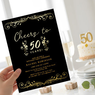 Elegant Black and Gold 50TH Birthday Party