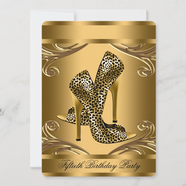 Elegant Black and Gold 50th Birthday Party Invitation (Front)