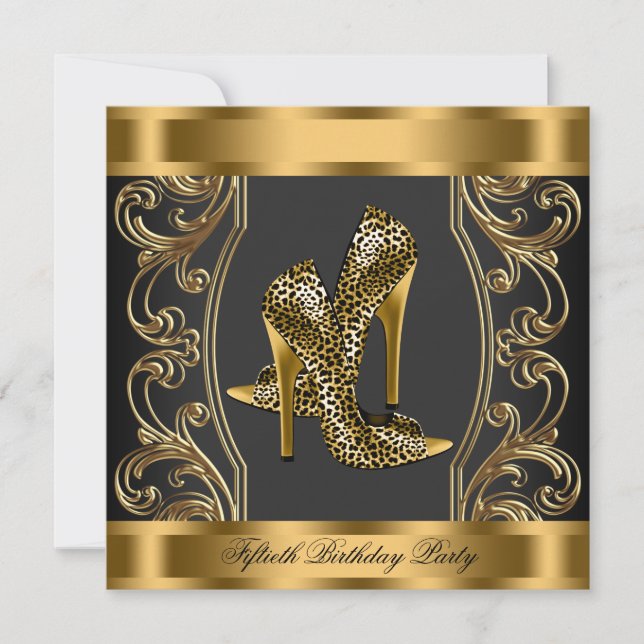 Elegant Black and Gold 50th Birthday Party Invitation (Front)