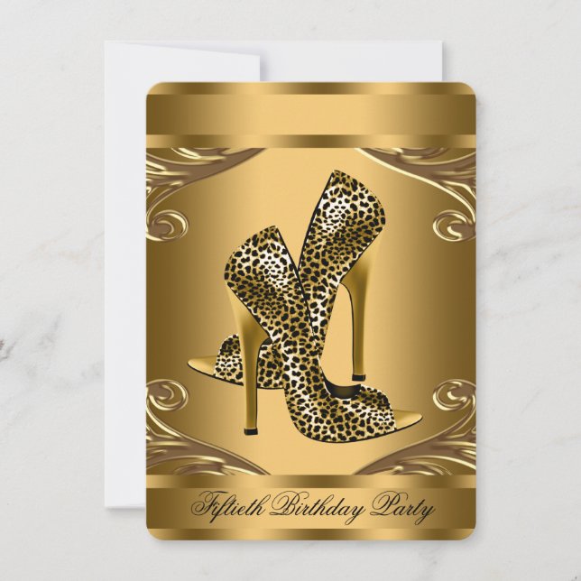 Elegant Black and Gold 50th Birthday Party Invitation (Front)