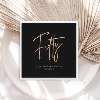 Elegant Black and Gold 50th Birthday Party Napkin