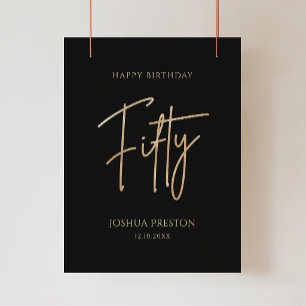 Elegant Black and Gold 50th Birthday Poster