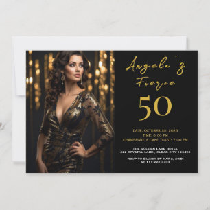 Elegant Black and Gold 50th Invitation