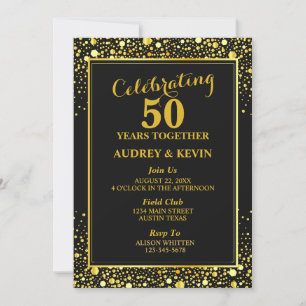 Elegant Black and Gold 50th Wedding Anniversary Invitation