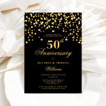 Elegant Black And Gold 50th Wedding Anniversary Invitation<br><div class="desc">Celebrate a lifetime of love and commitment in style with our Elegant Black and Gold 50th Wedding Anniversary Invitation – a timeless tribute to fifty years of cherished memories and enduring devotion. Crafted with sophistication in mind, this invitation exudes elegance with its classic black background adorned with shimmering gold accents...</div>