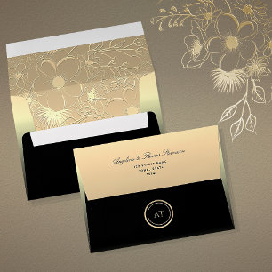Elegant Black and Gold 5x7 Envelope
