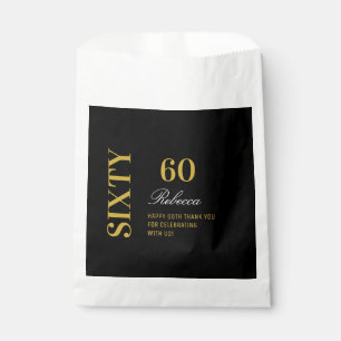 Elegant Black and Gold 60th Birthday Party Favour Bags