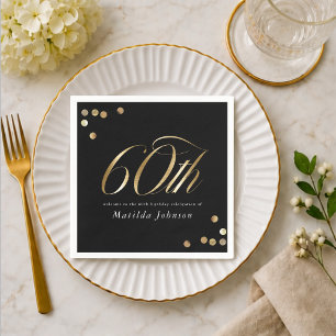 Elegant Black and Gold 60th Birthday Party Napkin