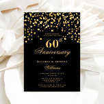 Elegant Black And Gold 60th Wedding Anniversary Invitation<br><div class="desc">Celebrate six decades of enduring love and unwavering commitment with our Exquisite Black and Gold 60th Wedding Anniversary Invitation – a masterpiece honouring a lifetime of cherished memories and boundless devotion. Meticulously designed for elegance, this invitation radiates sophistication, featuring a timeless black backdrop embellished with glistening gold accents and delicate...</div>