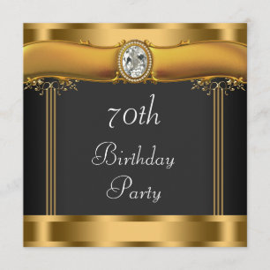 Elegant Black and Gold 70th Birthday Party Invitation