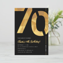 Elegant black and gold 70th Birthday Party