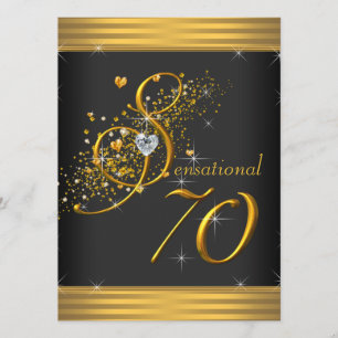 Elegant Black and Gold 70th Birthday Party Invitation