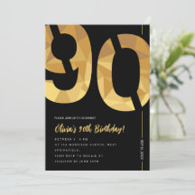 Elegant black and gold 90th Birthday Party