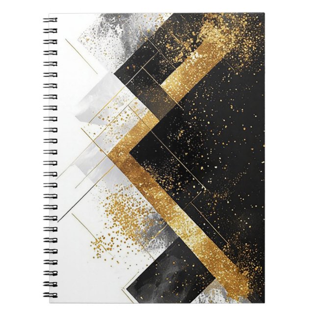 Elegant Black and Gold Abstract Background Notebook (Front)
